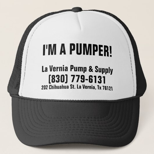 Ik ben een pooier. La Vernia Pump & Supply Trucker Pet (Voorkant)