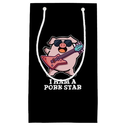 Ik ben een Pork Star Funny Rock Star Pig Donk BG Klein Cadeauzakje (Voorkant)