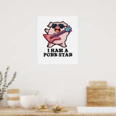 Ik ben een Pork Star Funny Rock Star Pun Poster (Keuken)