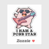 Ik ben een Pork Star Funny Rock Star Pun Sticker (Vel)
