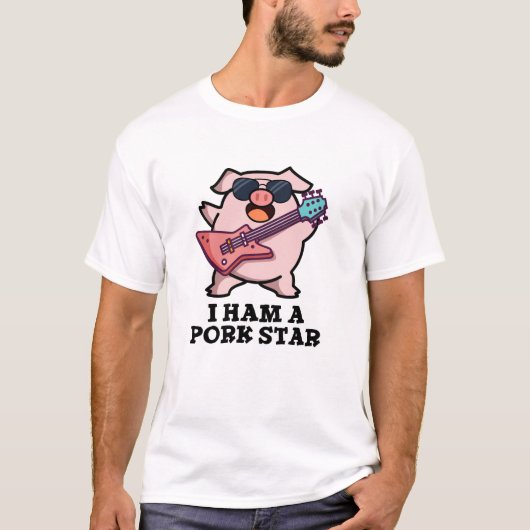 Ik ben een Pork Star Funny Rock Star Pun T-shirt (Voorkant)