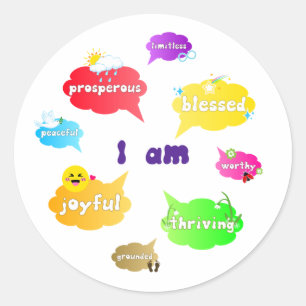 Ik ben een positieve affirmatie voor woorden van z ronde sticker