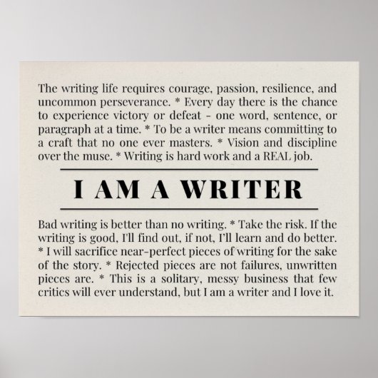 Ik ben een Poster voor schrijvers en auteurs (Voorkant)