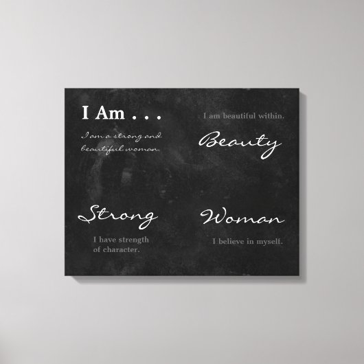 Ik ben een prachtige, sterke vrouw-Blackboard-beve Canvas Afdruk (Voorkant)