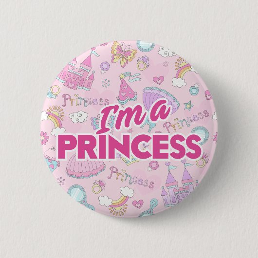 Ik ben een prinsessenknop ronde button 5,7 cm (Voorkant)