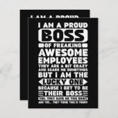Ik ben een proud Boss of Freaking Geweldige Employ Informatiekaartje (Voorkant / Achterkant)