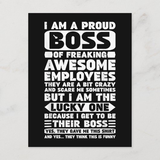 Ik ben een proud Boss of Freaking Geweldige Employ Informatiekaartje (Achterkant)