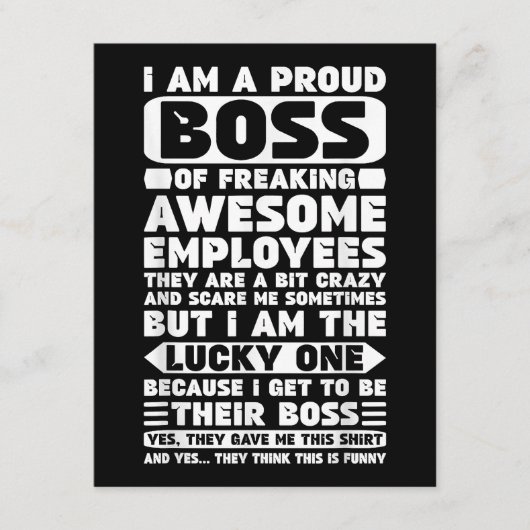 Ik ben een proud Boss of Freaking Geweldige Employ Informatiekaartje (Voorkant)