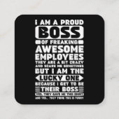 Ik ben een proud Boss of Freaking Geweldige Employ Vierkante Visitekaartje (Achterkant)