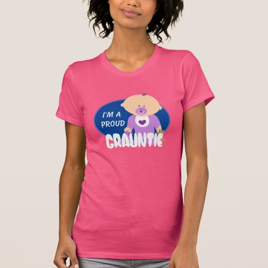 "Ik ben een proud grauntie" met Cute Baby in Paars T-shirt (Voorkant)