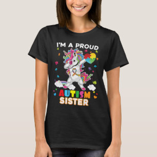 Ik ben een Proud Zuster Dabbing Unicorn Autism Awa T-shirt