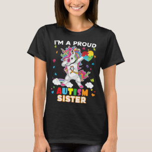 Ik ben een Proud Zuster Dabbing Unicorn Autism Awa T-shirt
