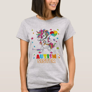 Ik ben een Proud Zuster Dabbing Unicorn Autism Awa T-shirt