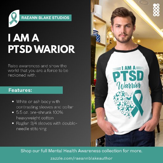 Ik ben een PTSD Krijger 3/4 Mouwen T-Shirt