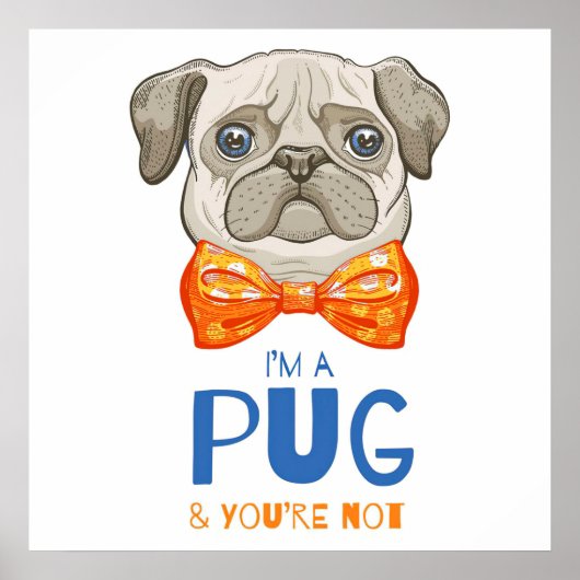 Ik ben een pug, grappige pug Gift, Pug Lover Gift Poster (Voorkant)