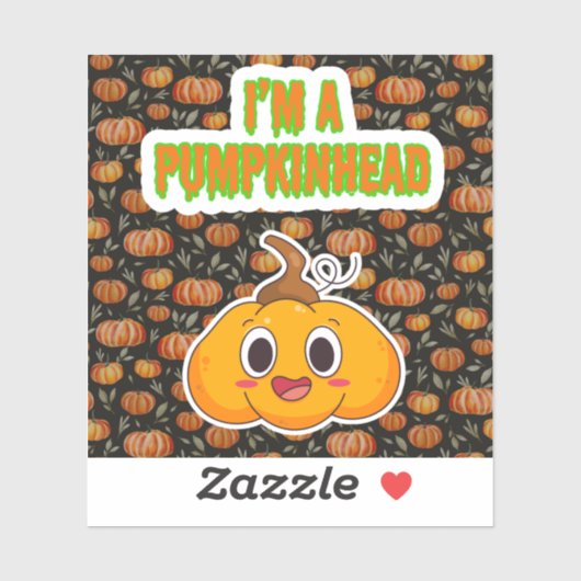 Ik ben een Pumpkinhead 1 met Pumpkin Achtergrond V Sticker (Vel)