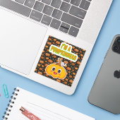 Ik ben een Pumpkinhead 1 met Pumpkin Achtergrond V Sticker (Laptop met iPhone)