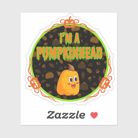 Ik ben een Pumpkinhead cirkel w / Fancy ontwerp Sticker (Vel)
