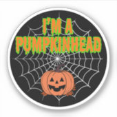 Ik ben een Pumpkinhead w / Spiderweb Sticker (Voorkant)