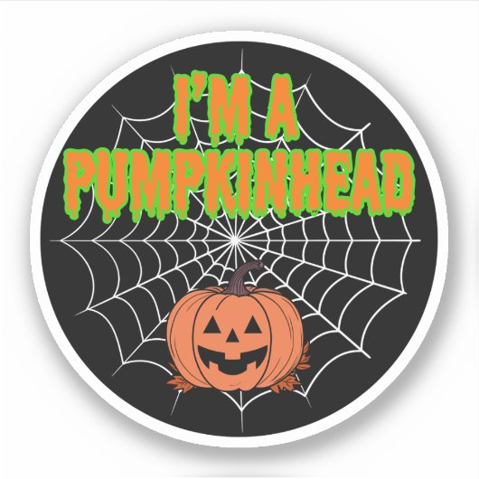 Ik ben een Pumpkinhead w / Spiderweb Sticker (Voorkant)