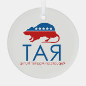 Ik ben een R.A.T.: Republikein tegen Trump Glas Ornament (Achterkant)