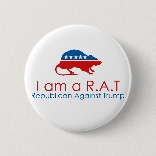 Ik ben een R.A.T.: Republikein tegen Trump Ronde Button 5,7 Cm (Voorkant)