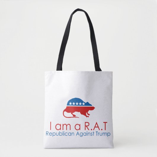 Ik ben een R.A.T.: Republikein tegen Trump Tote Bag (Voorkant)