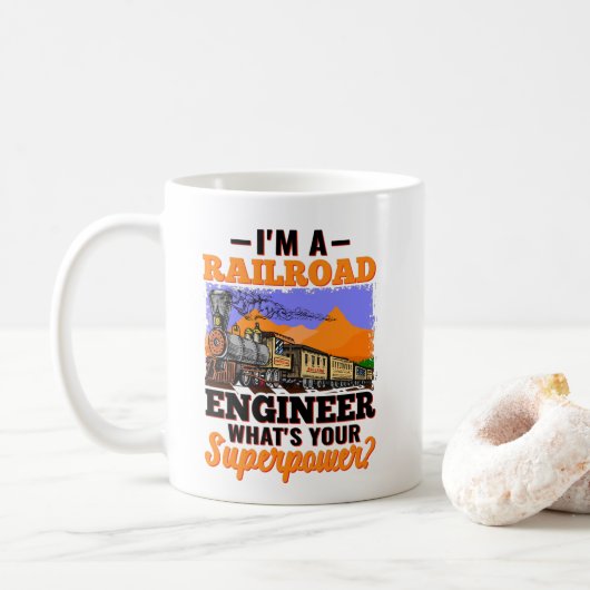 Ik ben een Railroad Engineer Wat is jouw Superpowe Koffiemok (Met donut)