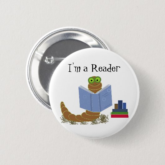 Ik ben een Reader Book Worm Ronde Button 5,7 Cm (Voorkant /achterkant)