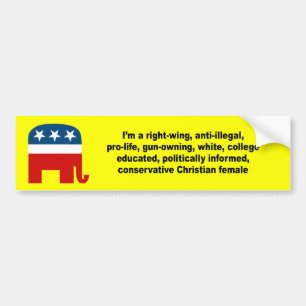 Ik ben een rechts, conservatief chrisitaans vrouw bumpersticker