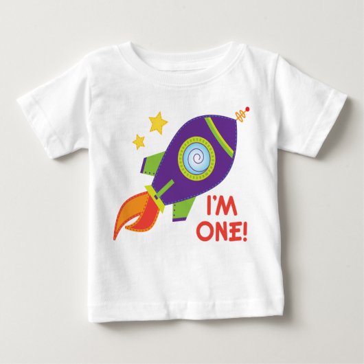 Ik ben een Rocketship Birthday Baby Tee Shirt (Voorkant)