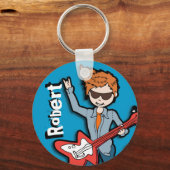 "Ik ben een Rockstar" blauwe grafische naam sleute Sleutelhanger (Voorkant)