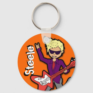 "Ik ben een Rockstar" oranje grafische naam sleute Sleutelhanger