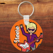 "Ik ben een Rockstar" oranje grafische naam sleute Sleutelhanger (Voorkant)