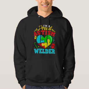 Ik ben een rode autisme Welder Puzzle Heart Autist Hoodie