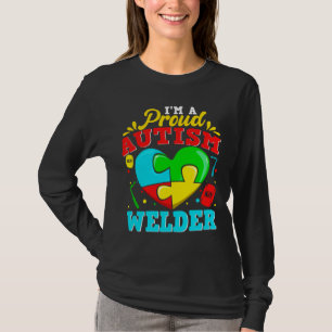 Ik ben een rode autisme Welder Puzzle Heart Autist T-shirt