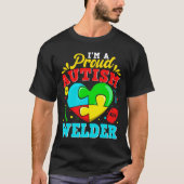 Ik ben een rode autisme Welder Puzzle Heart Autist T-shirt (Voorkant)
