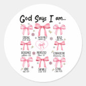 Ik ben een roze coquette Christelijk Jesus Happy Ronde Sticker (Voorkant)