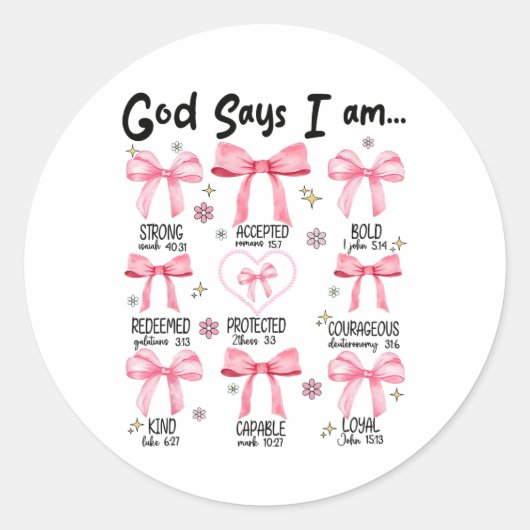 Ik ben een roze coquette Christelijk Jesus Happy Ronde Sticker (Voorkant)