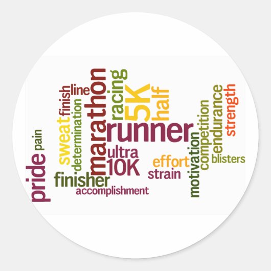 Ik ben een Runner Words Ronde Sticker (Voorkant)