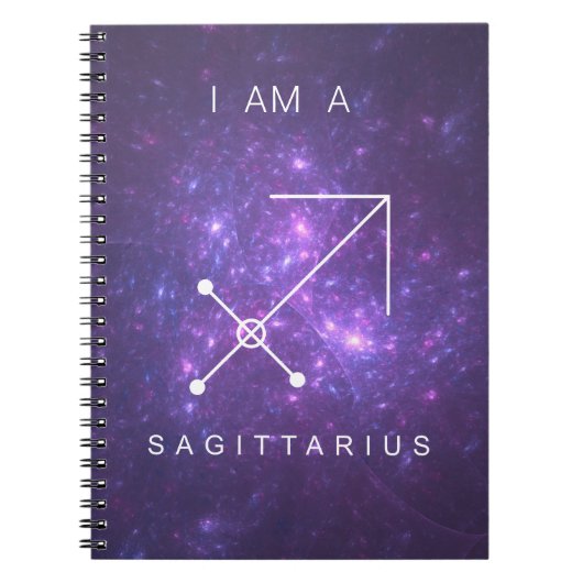 Ik ben een Sagittarius Paars Zodiac Sign Notitieboek (Voorkant)