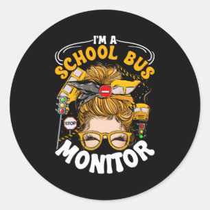 Ik ben een schoolbus monitor ronde sticker