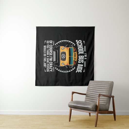 Ik ben een schoolbusassistent, grappig terug naar wandkleed (In Situ (horizontaal))