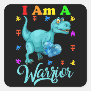 Ik ben een schrijver Autism Familie TRex Dinosaur Vierkante Sticker