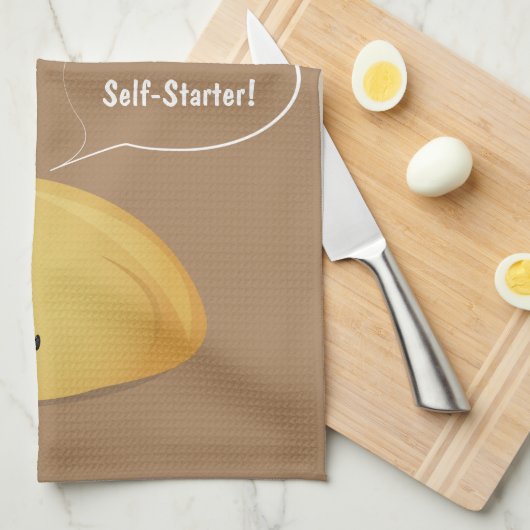 Ik ben een Self-Starter Sourdegh Bread Brown White Theedoek (Quarter Fold)