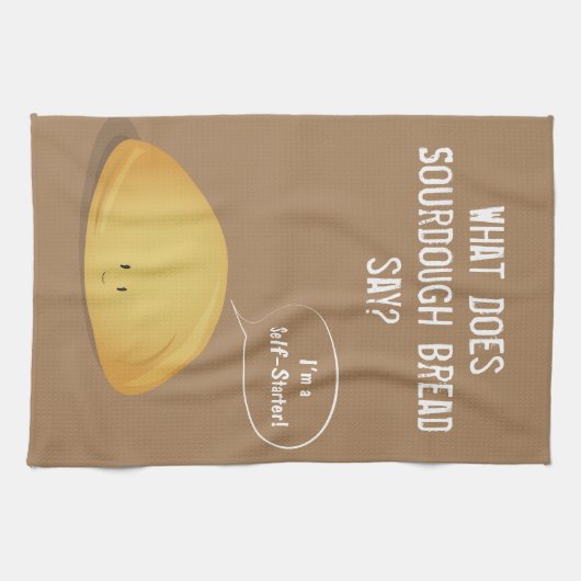 Ik ben een Self-Starter Sourdegh Bread Brown White Theedoek (Horizontaal)