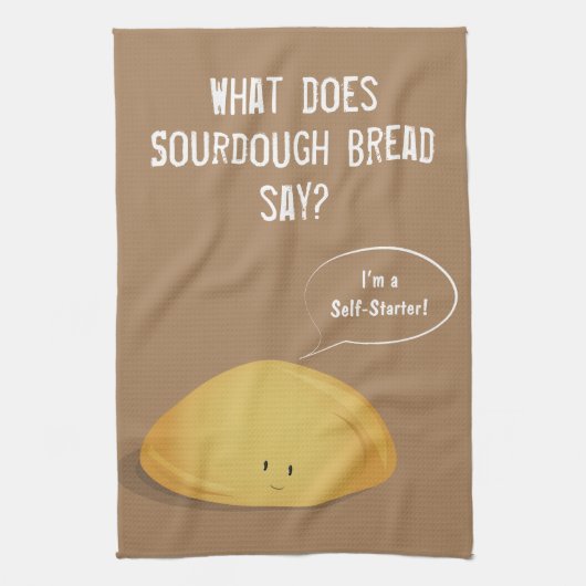 Ik ben een Self-Starter Sourdegh Bread Brown White Theedoek (Verticaal)