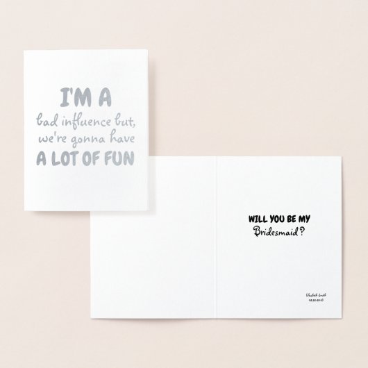 Ik ben een slechte invloed, maar grappig bruidsmei folie kaarten (Display)