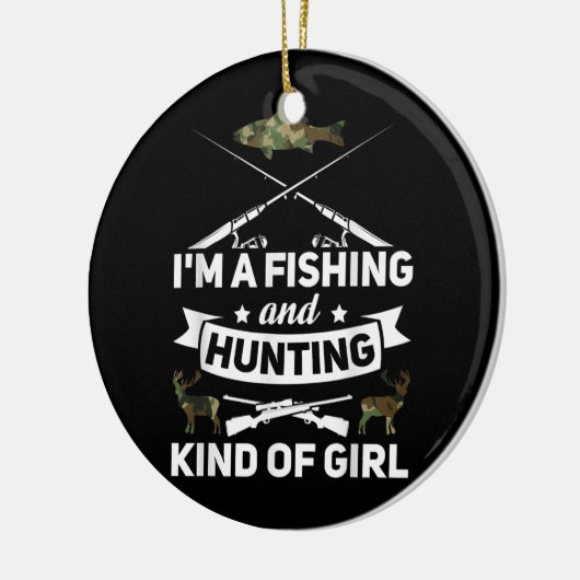 Ik ben een soort visser en jachtmeisje Fisher Keramisch Ornament (Links)