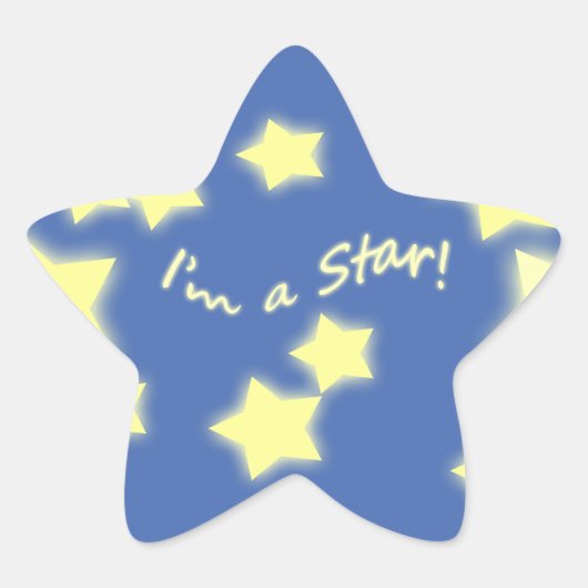 Ik ben een ster! Blue/Yellow Star-Sticker Ster Sticker (Voorkant)